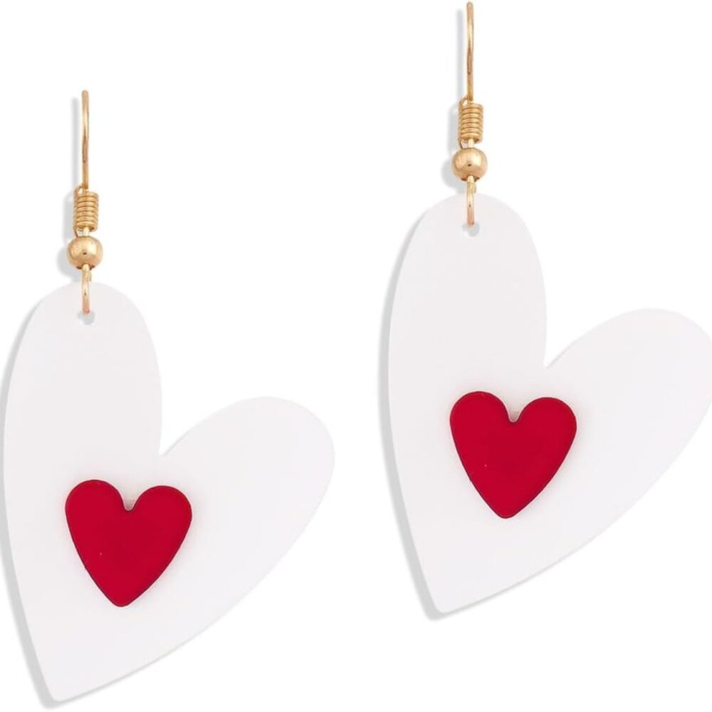 Valentines Day Earrings Heart Dangling Drop Earrings for Women Love Heart Dangle